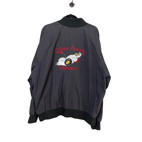 Vintage Jacket Men 2XL Black Bomber Metal Snaps Classic Car Citrus County Cruise - Picture 1 of 16